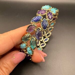 Multicolor Purple, Blue and Aqua Gemstone Bangle Bracelet